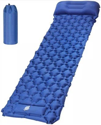 Almohadilla de aire para dormir ultraligera compacta para acampar con mochilero, colchoneta inflable aislada para acampar, almohadilla para dormir con almohada