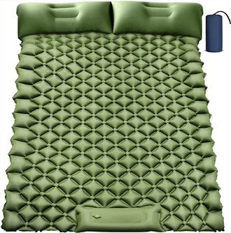 Colchoneta inflable doble para dormir con bomba integrada, prensa de pie, ultraligera, Extra gruesa, colchoneta para acampar con almohada